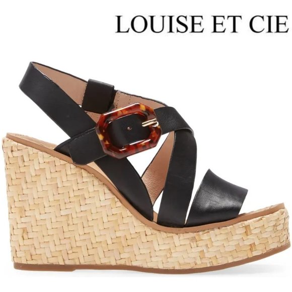 NEW Louise et Cie Palina Platform Wedge Sandal, Size 6, 6.5, 7, 8.5, 9, 10 Black - Picture 3 of 9
